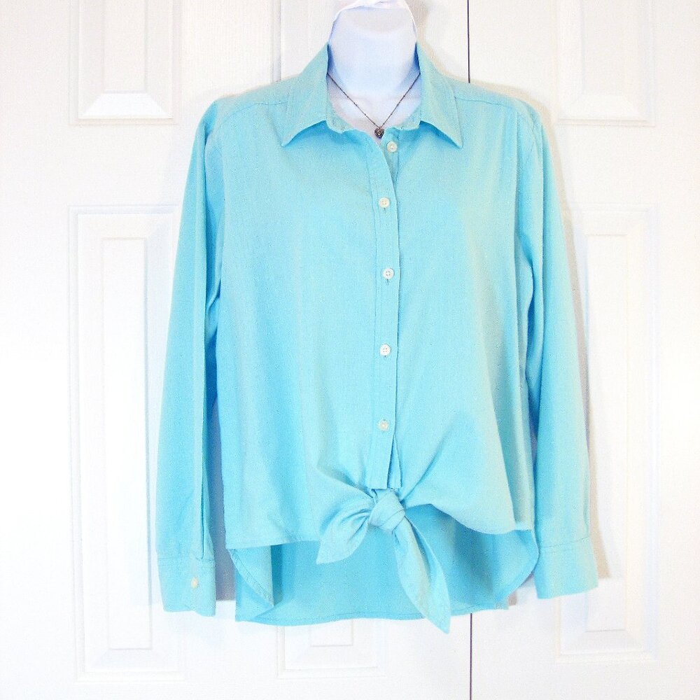 LOFT | Linen Blend Tie Front Shirt - Picture 2 of 10